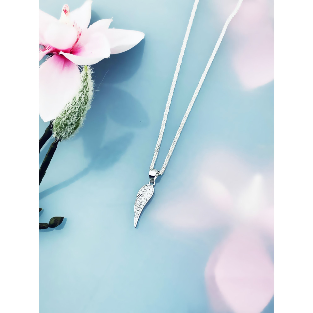 925 Silber Damen Medaillon Anhänger Flügel mit Zirkonia