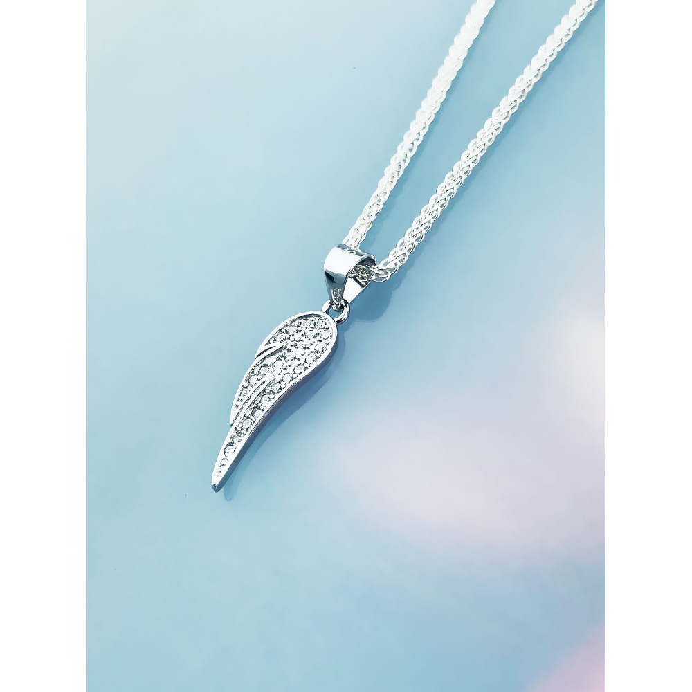 925 Silber Damen Medaillon Anhänger Flügel mit Zirkonia