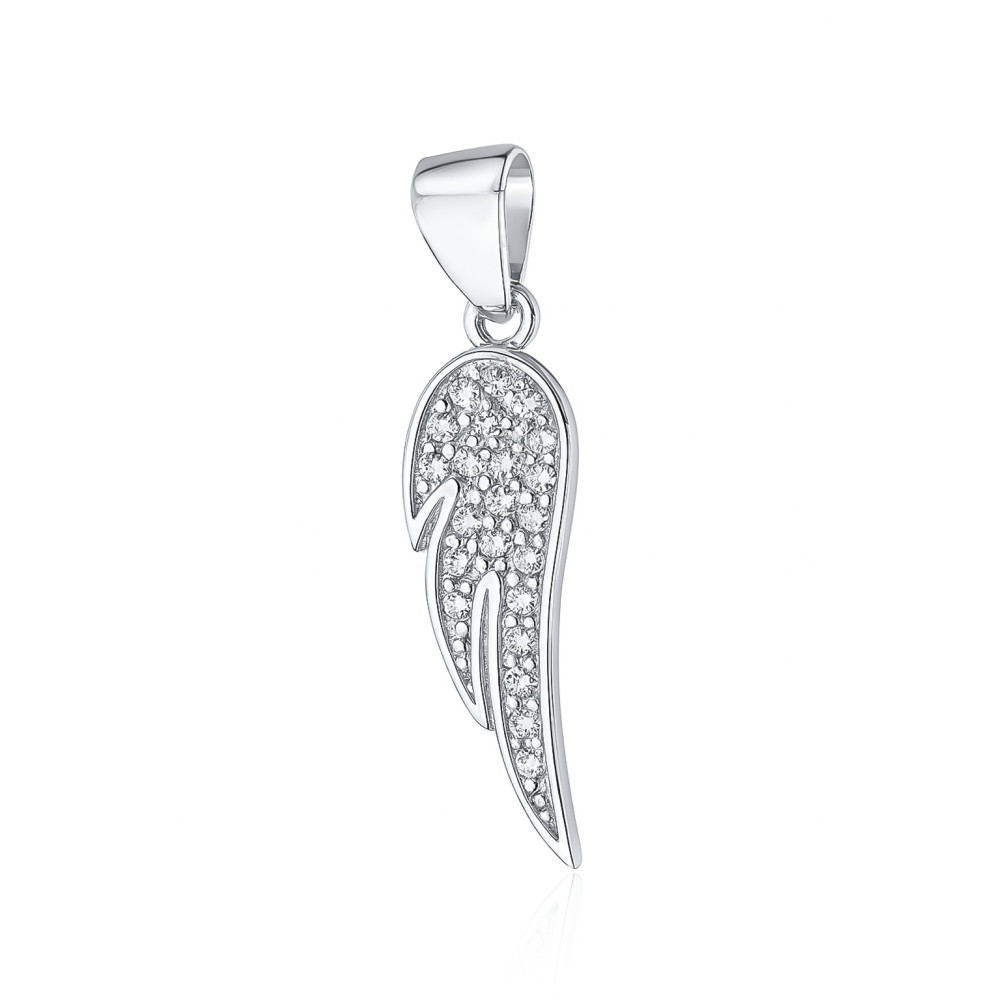 925 Silber Damen Medaillon Anhänger Flügel mit Zirkonia