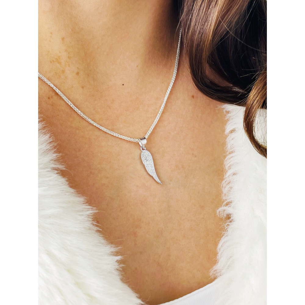 925 Silber Damen Medaillon Anhänger Flügel mit Zirkonia