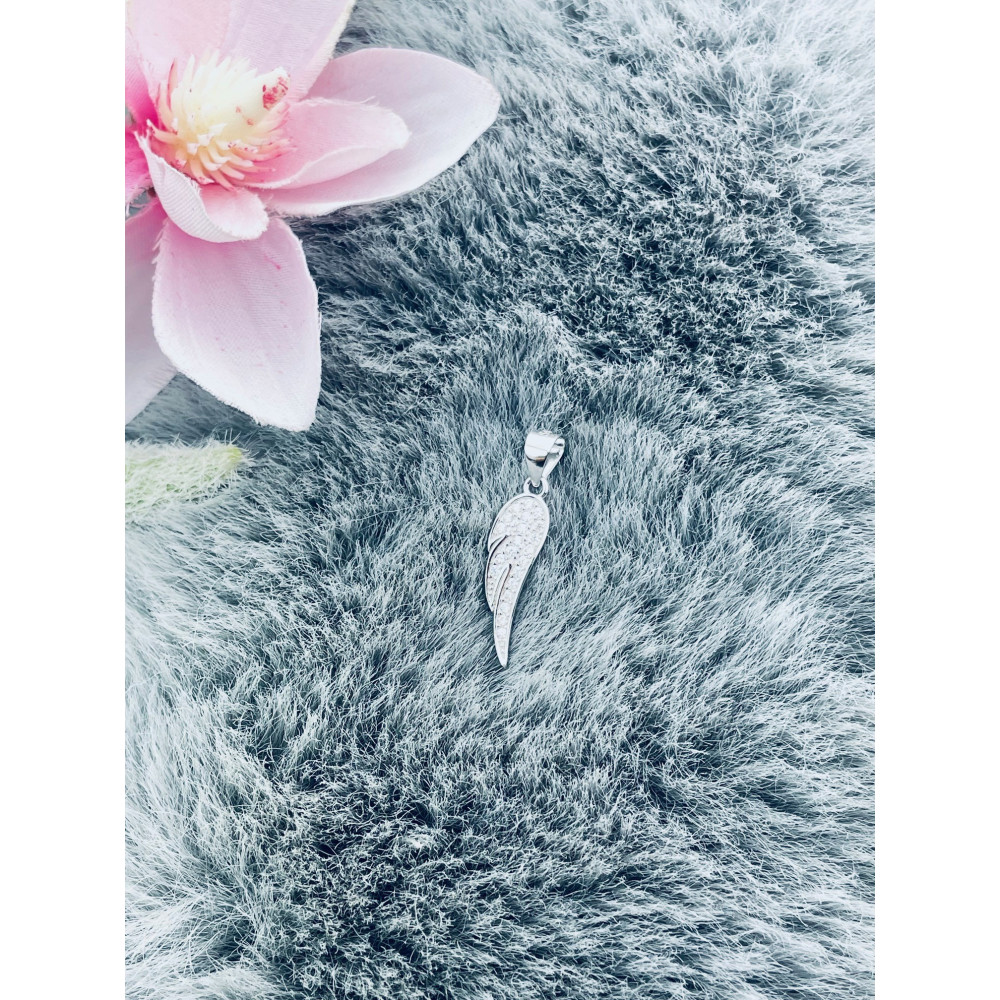 925 Silber Damen Medaillon Anhänger Flügel mit Zirkonia