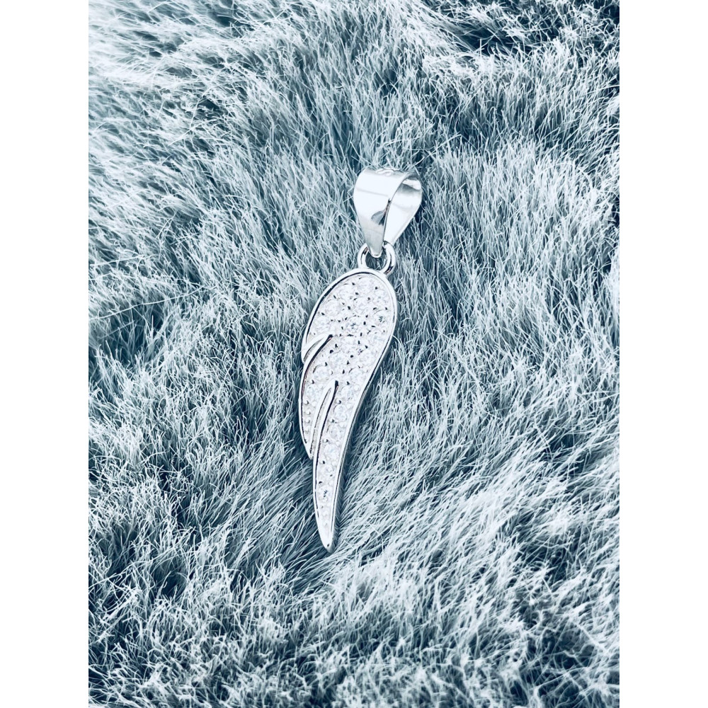 925 Silber Damen Medaillon Anhänger Flügel mit Zirkonia