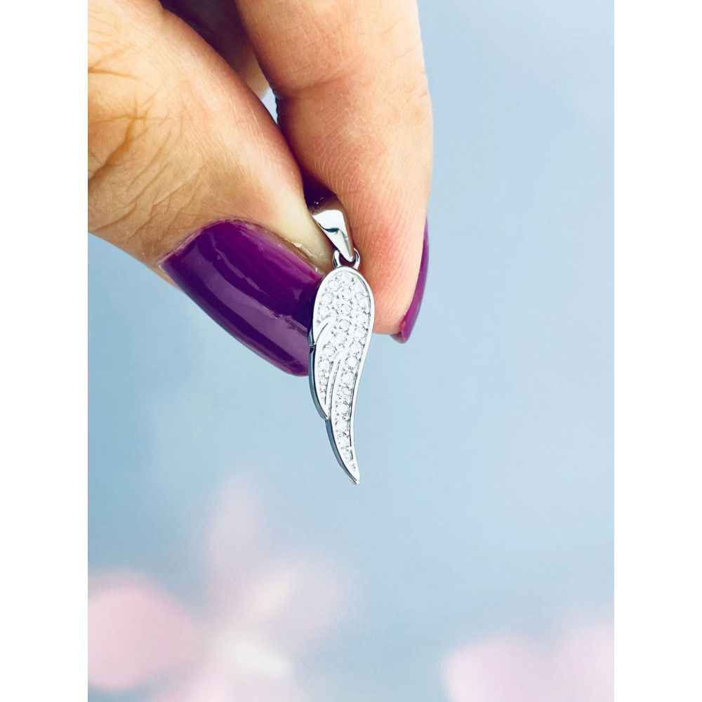 925 Silber Damen Medaillon Anhänger Flügel mit Zirkonia