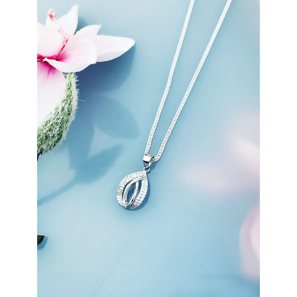 925 Silber Damen Medaillon Anhänger Träne mit Zirkonia