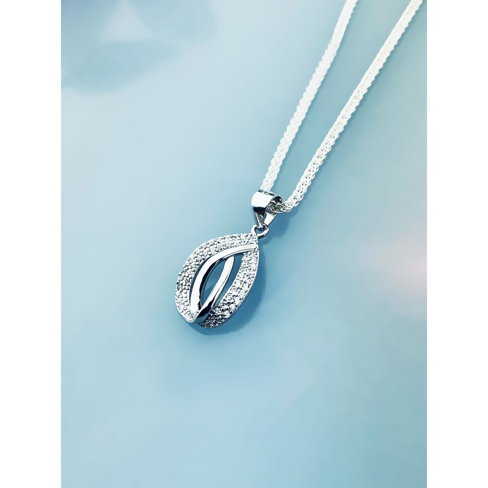 925 Silber Damen Medaillon Anhänger Träne mit Zirkonia