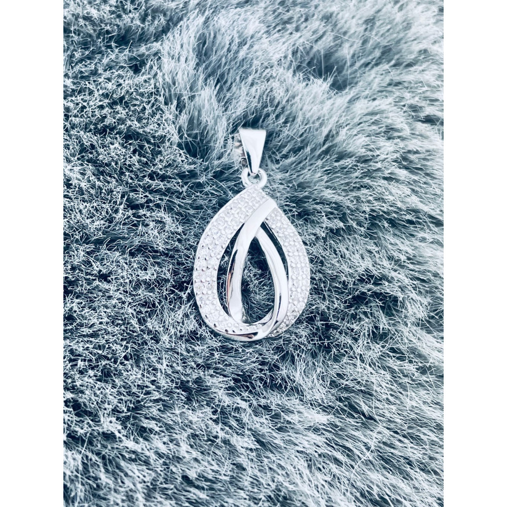 925 Silber Damen Medaillon Anhänger Träne mit Zirkonia