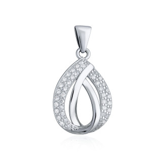 925 Silber Damen Medaillon Anhänger Träne mit Zirkonia