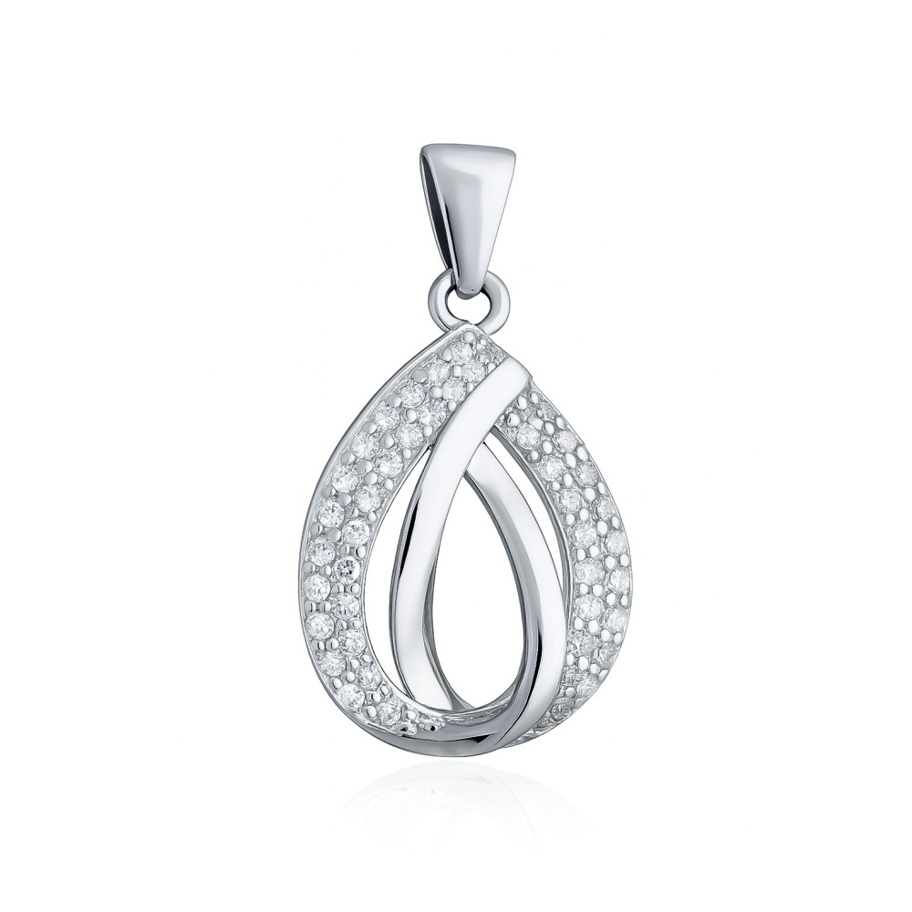 925 Silber Damen Medaillon Anhänger Träne mit Zirkonia