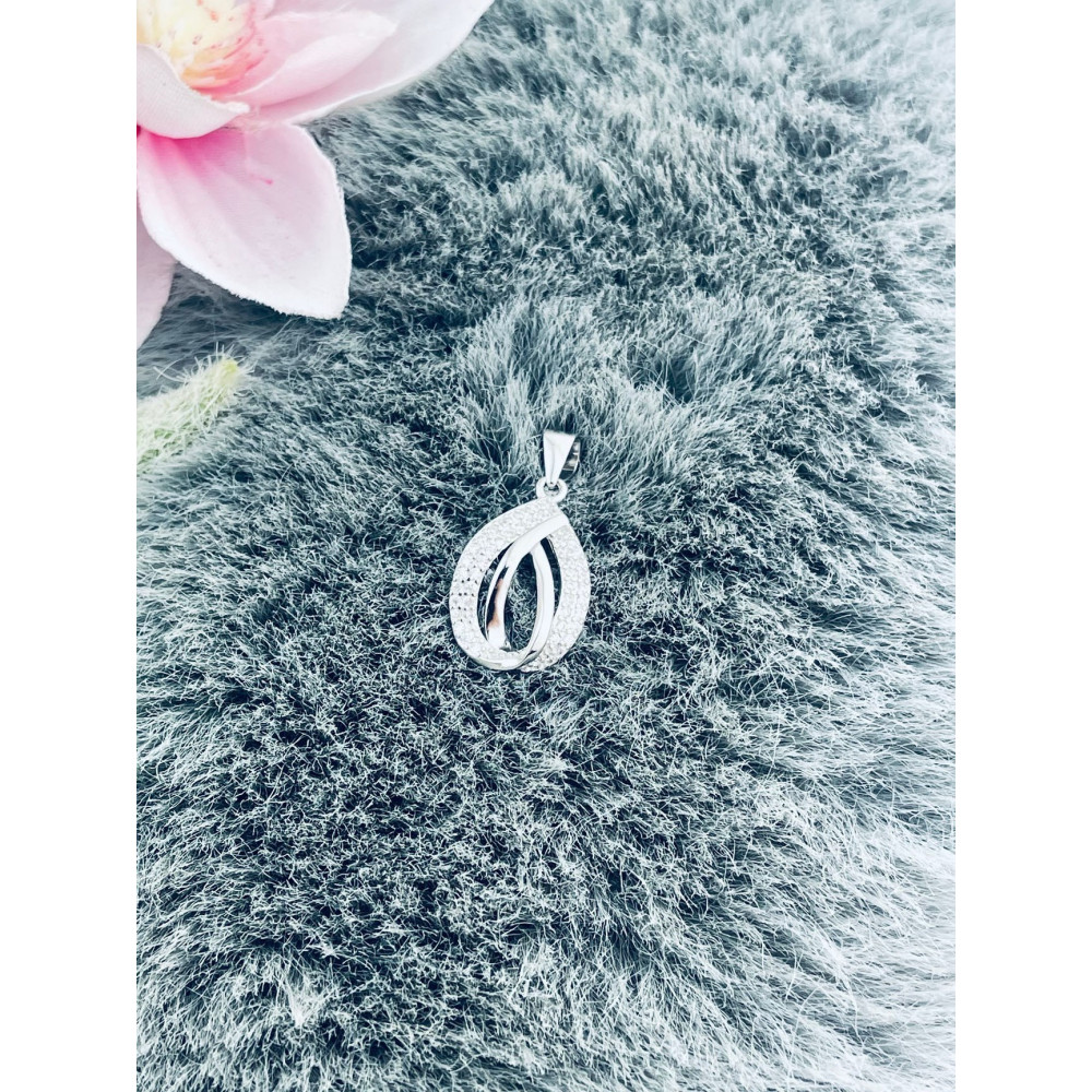 925 Silber Damen Medaillon Anhänger Träne mit Zirkonia