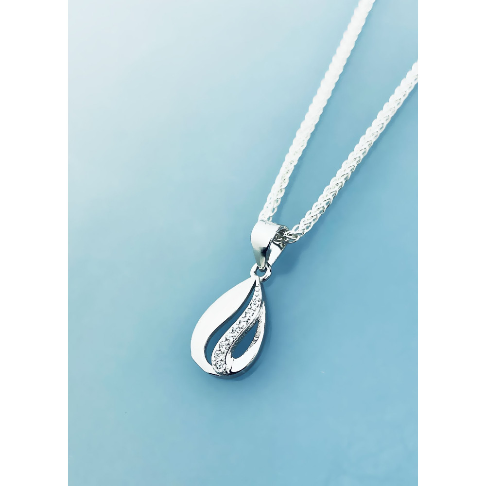 925 Silber Damen Medaillon Anhänger Träne mit Zirkonia