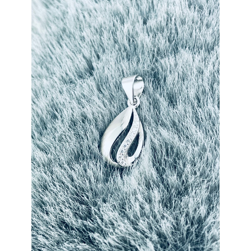 925 Silber Damen Medaillon Anhänger Träne mit Zirkonia