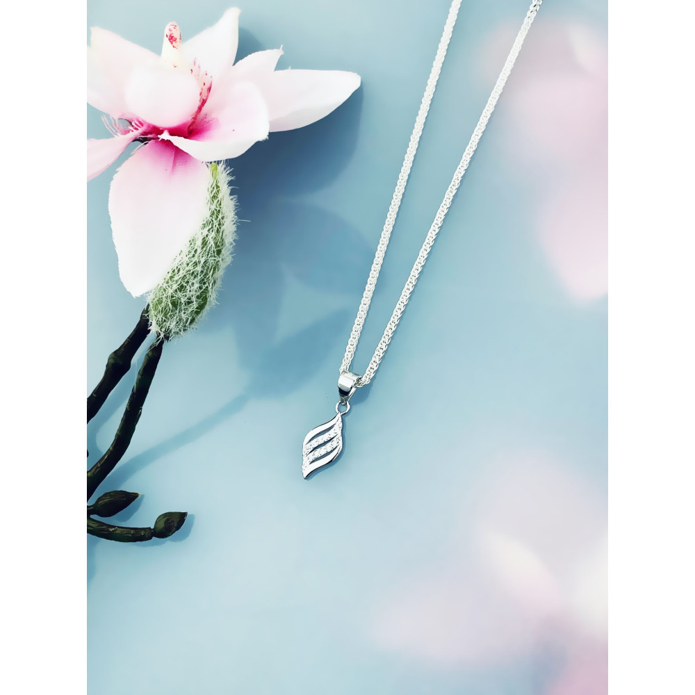 925 Silber Damen Medaillon Anhänger Welle mit Zirkonia