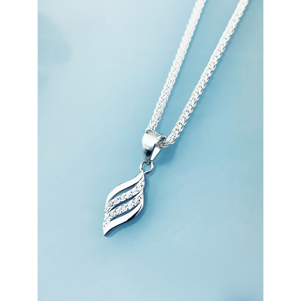 925 Silber Damen Medaillon Anhänger Welle mit Zirkonia