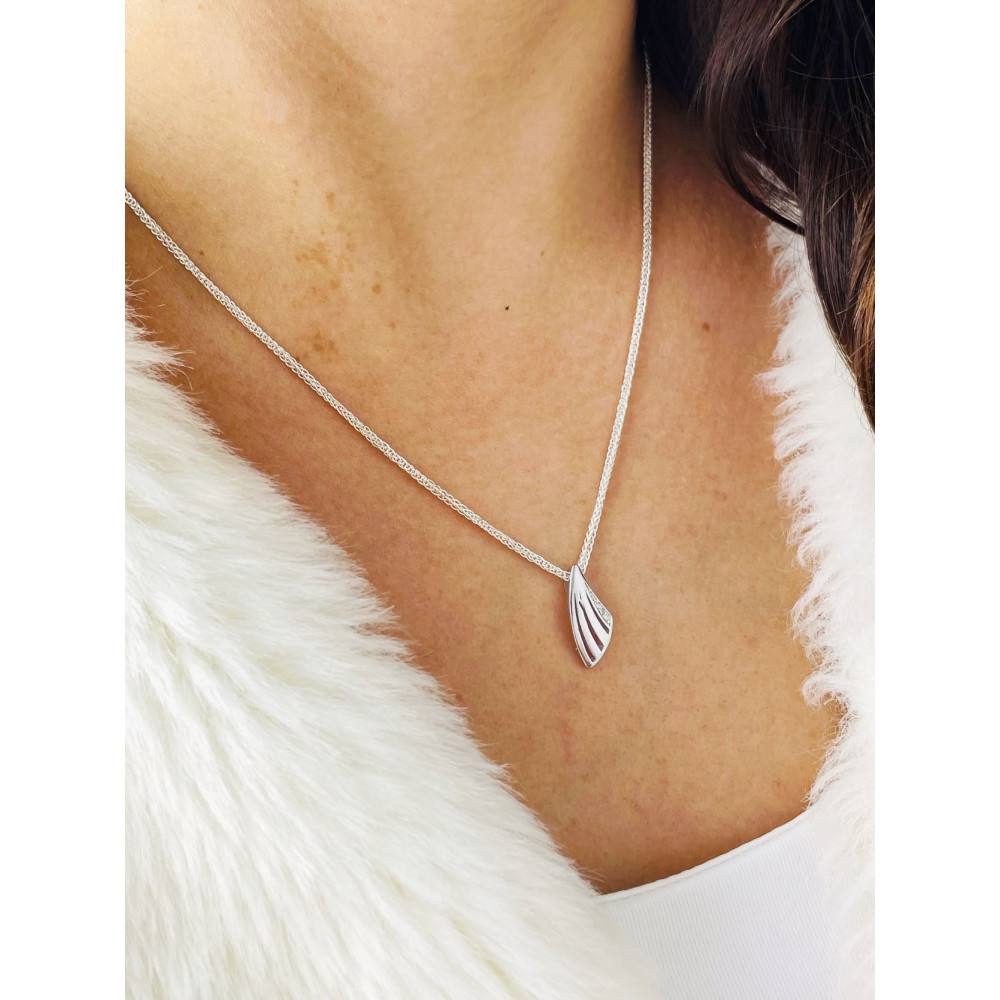 925 Silber Damen Medaillon Anhänger Welle mit Zirkonia