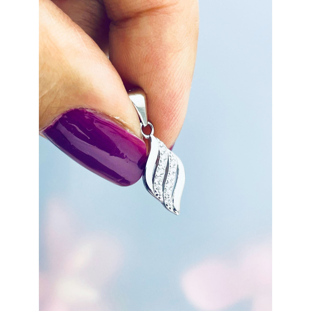 925 Silber Damen Medaillon Anhänger Welle mit Zirkonia