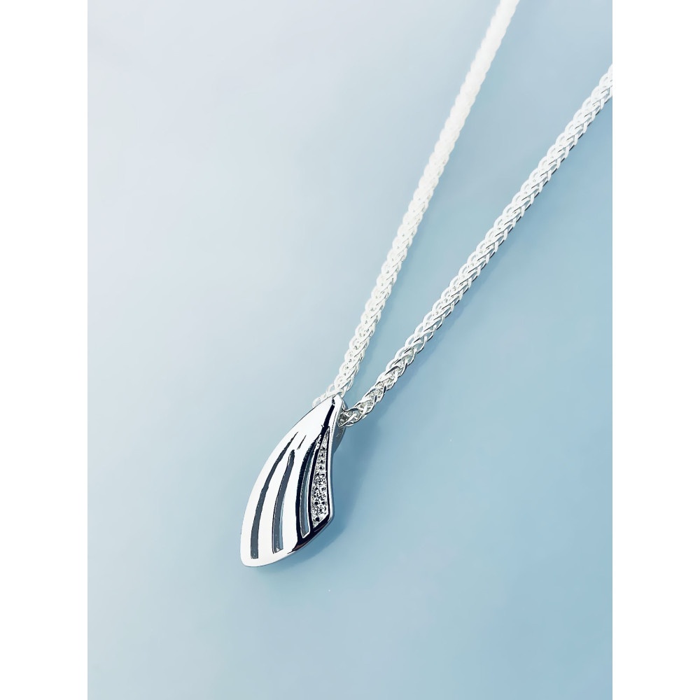 Silber Damen Medaillon Anhänger Muschel mit Zirkonia