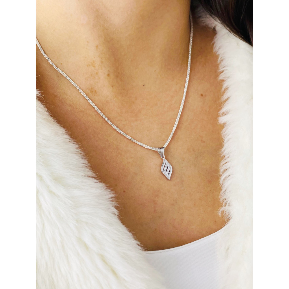 Silber Damen Medaillon Anhänger Muschel mit Zirkonia