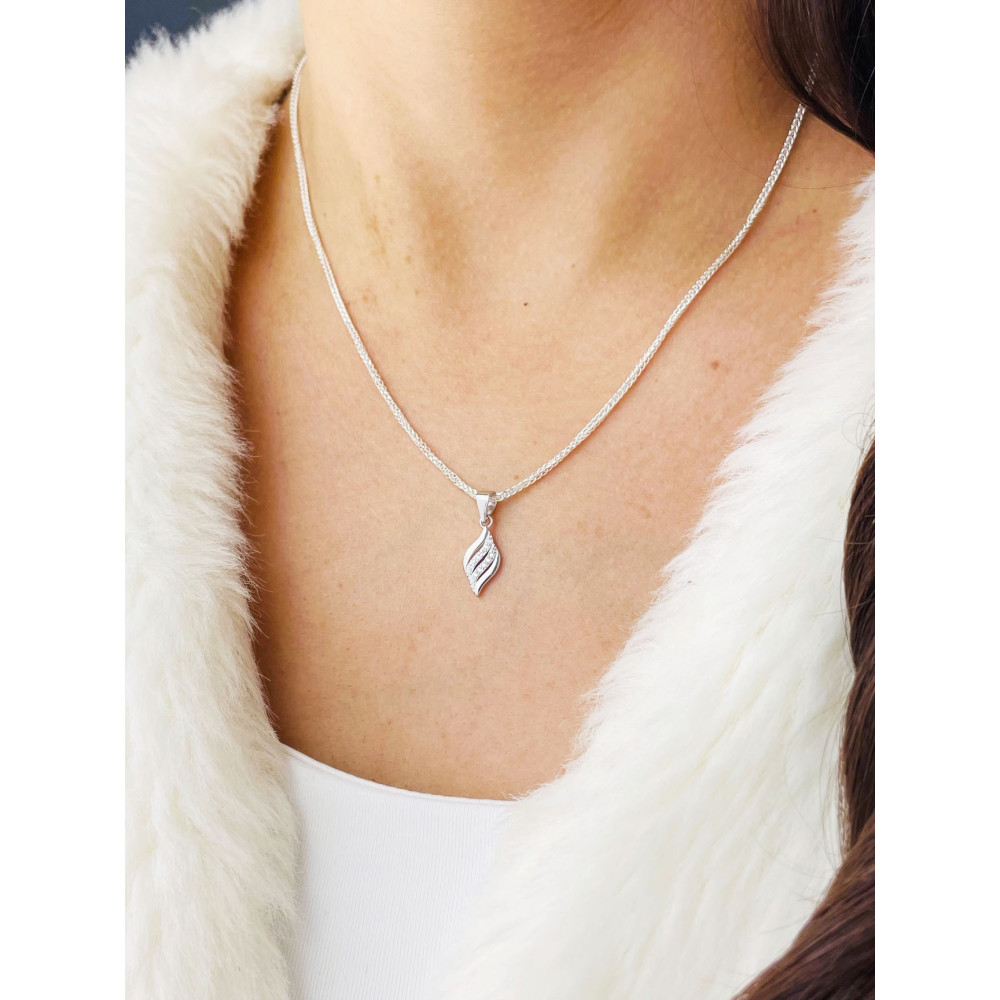 Silber Damen Medaillon Anhänger Muschel mit Zirkonia