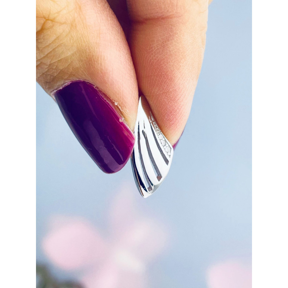 Silber Damen Medaillon Anhänger Muschel mit Zirkonia