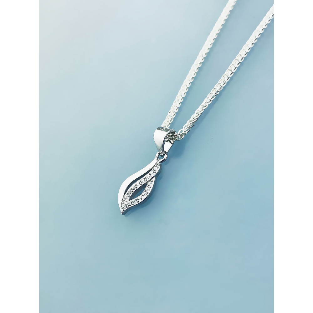 Silber Damen Medaillon Anhänger Flamme mit Zirkonia