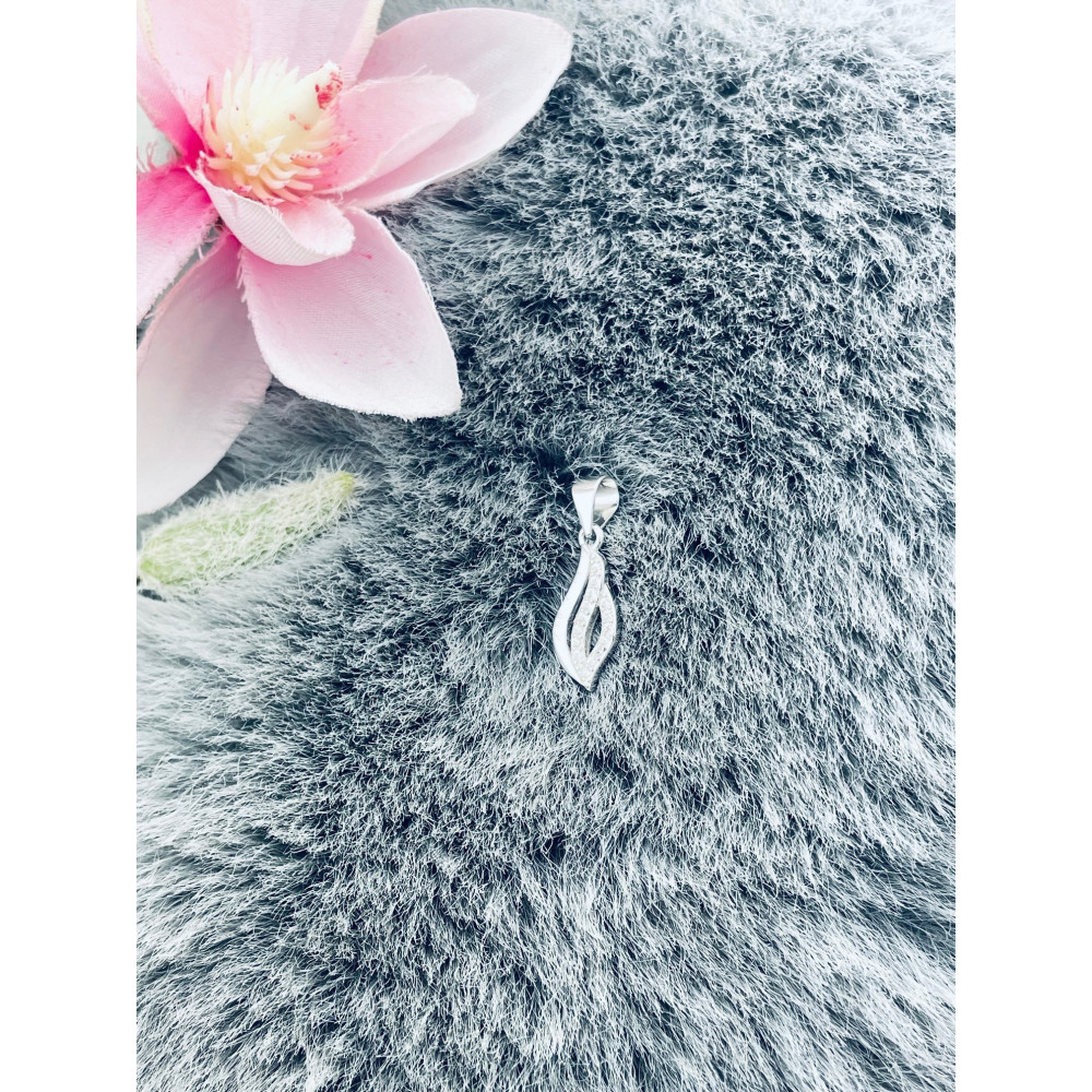 Silber Damen Medaillon Anhänger Flamme mit Zirkonia