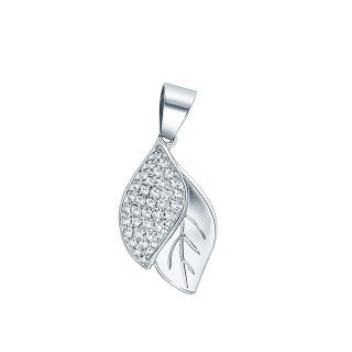 Silber Damen Medaillon Anhänger Blätter mit Zirkonia