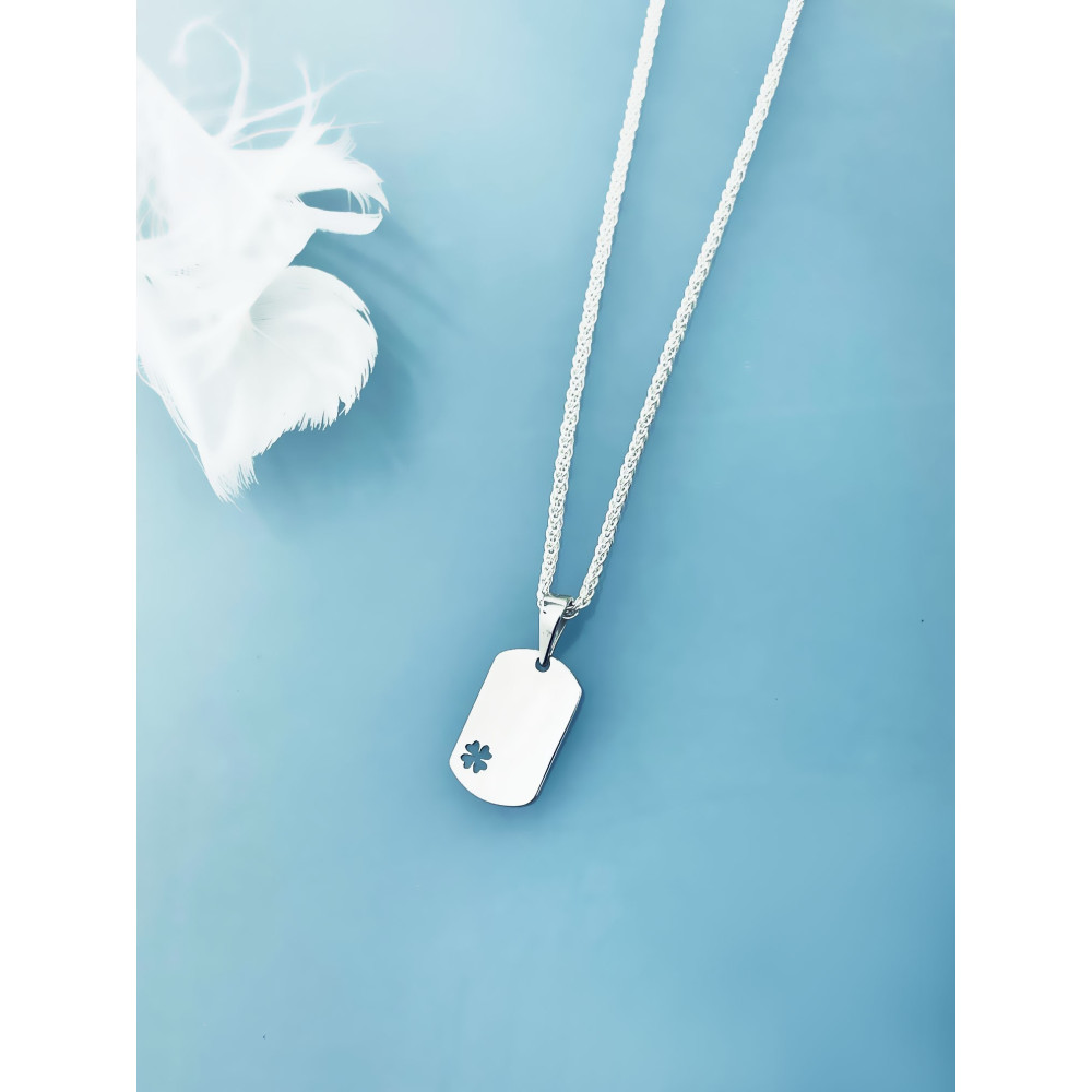 925 Silber Medaillon Anhänger Gravurplatte Gravur Platte mit Kleeblatt