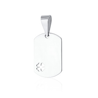 Srebrna zawieszka nieśmiertelnik  z koniczynką blaszka do grawerowania