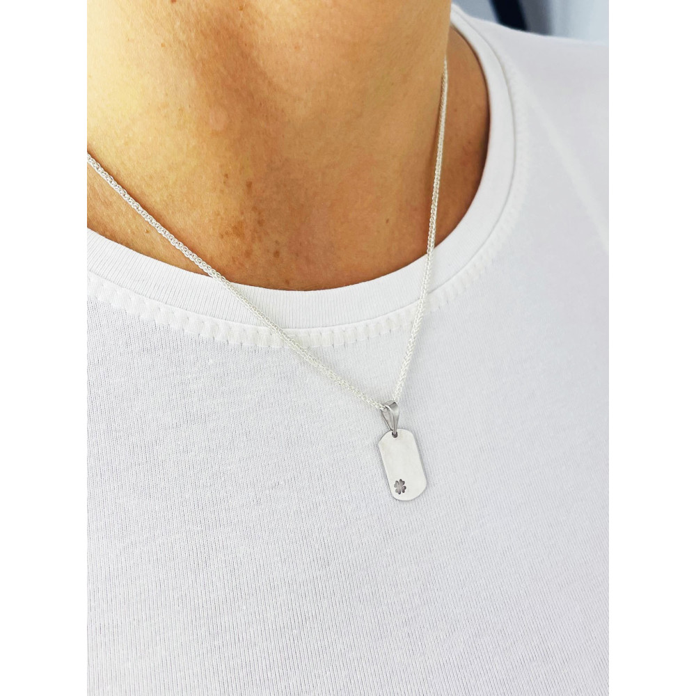 925 Silber Medaillon Anhänger Gravurplatte Gravur Platte mit Kleeblatt