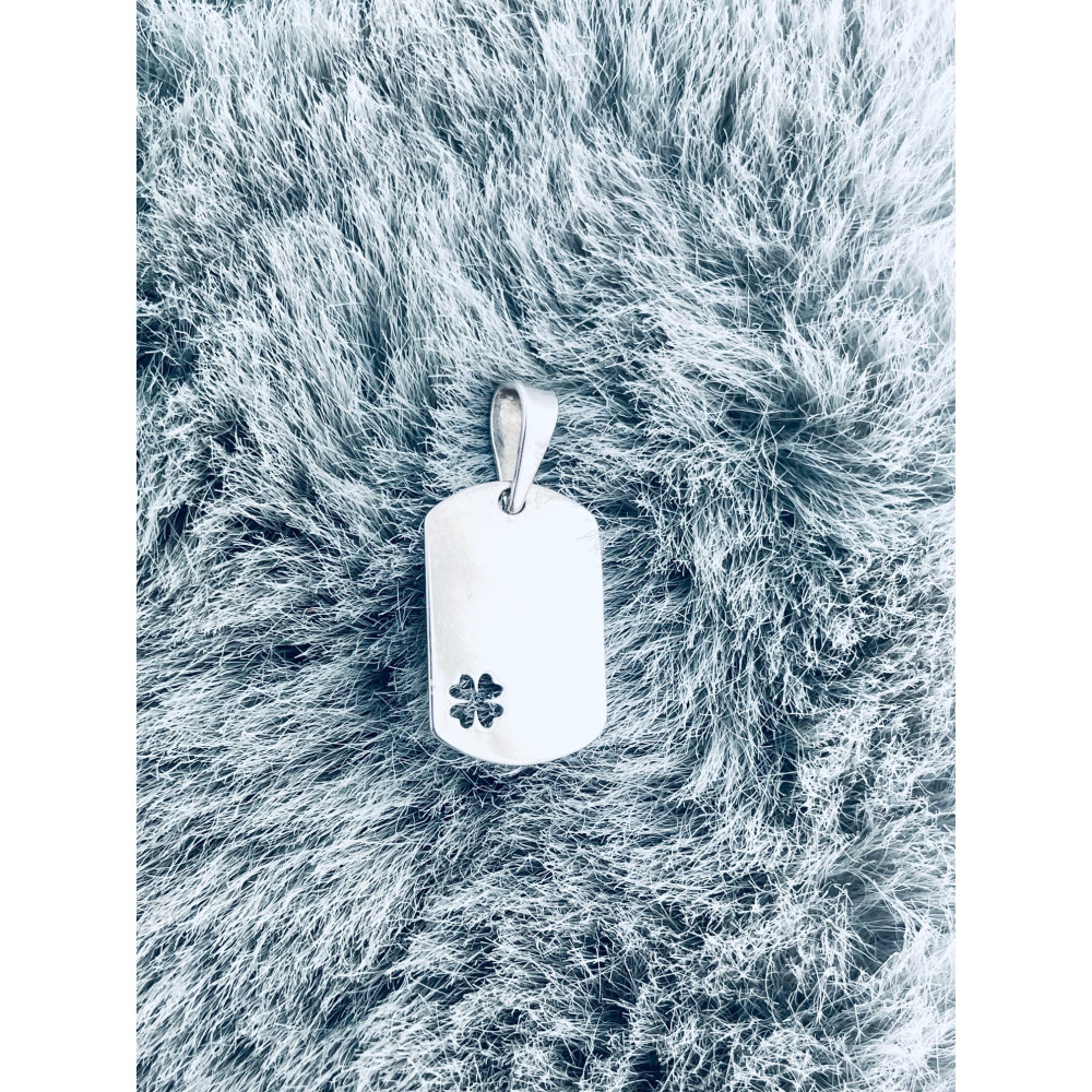 925 Silber Medaillon Anhänger Gravurplatte Gravur Platte mit Kleeblatt