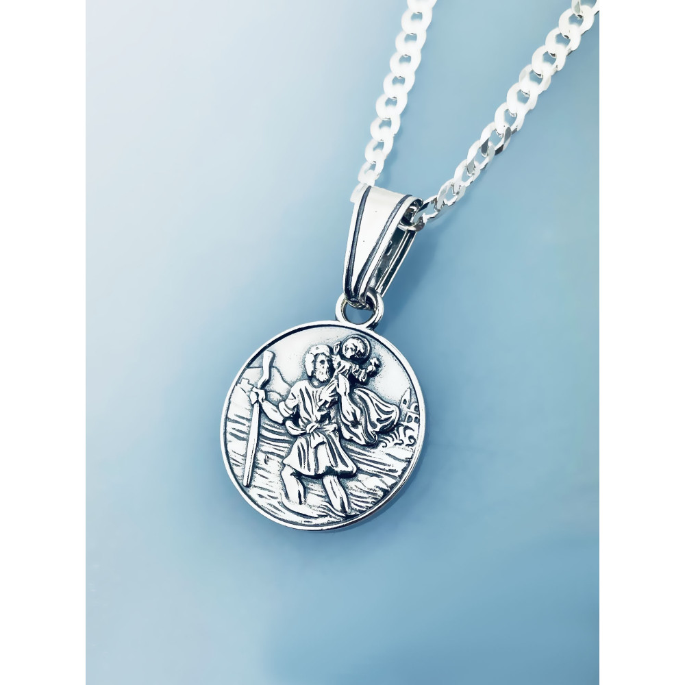 Silber Anhänger Heiliger Christophorus Erstkommunion 925er