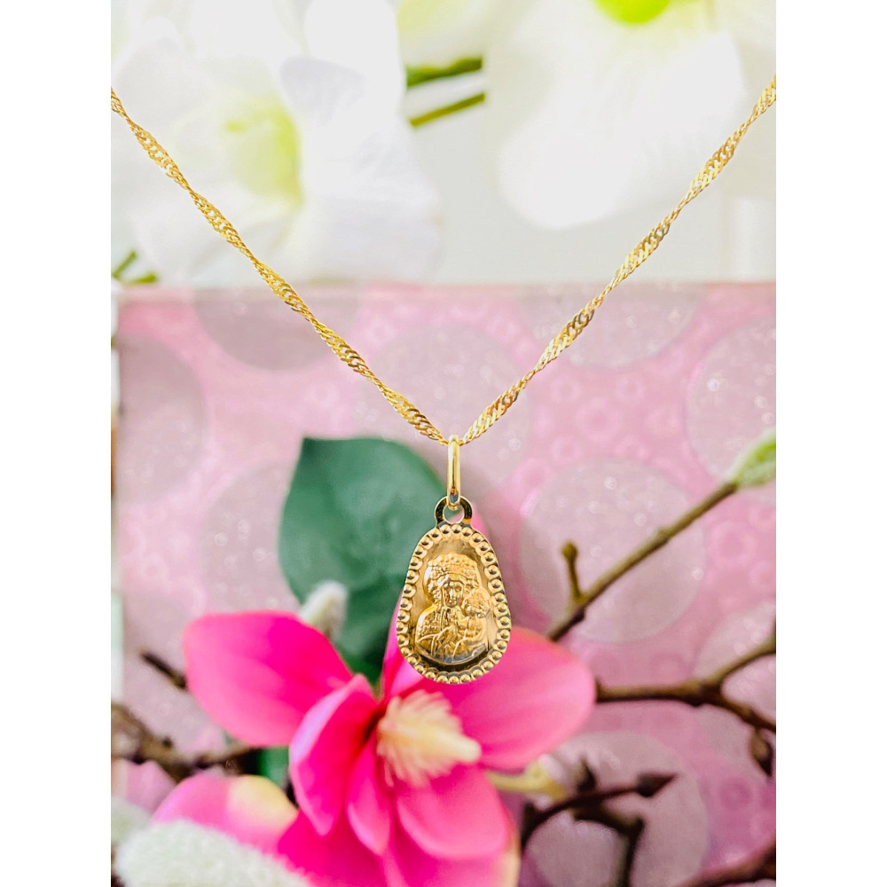 Anhänger Jesus Christus Madonna Maria mit Jesuskind Kettenanhänger Gelbgold Erstkommunion