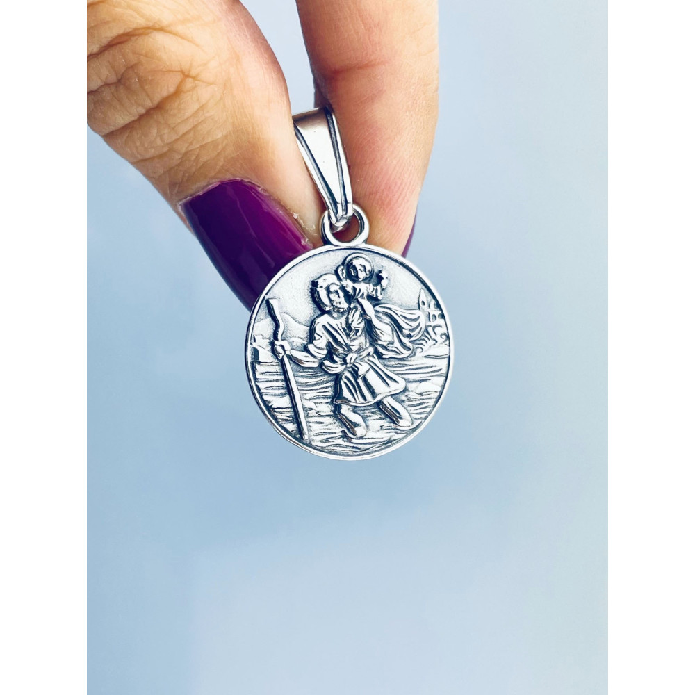 Silber Anhänger Heiliger Christophorus Erstkommunion 925er