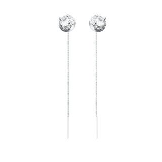 Srebrne kolczyki wiszące przewlekane z cyrkoniami