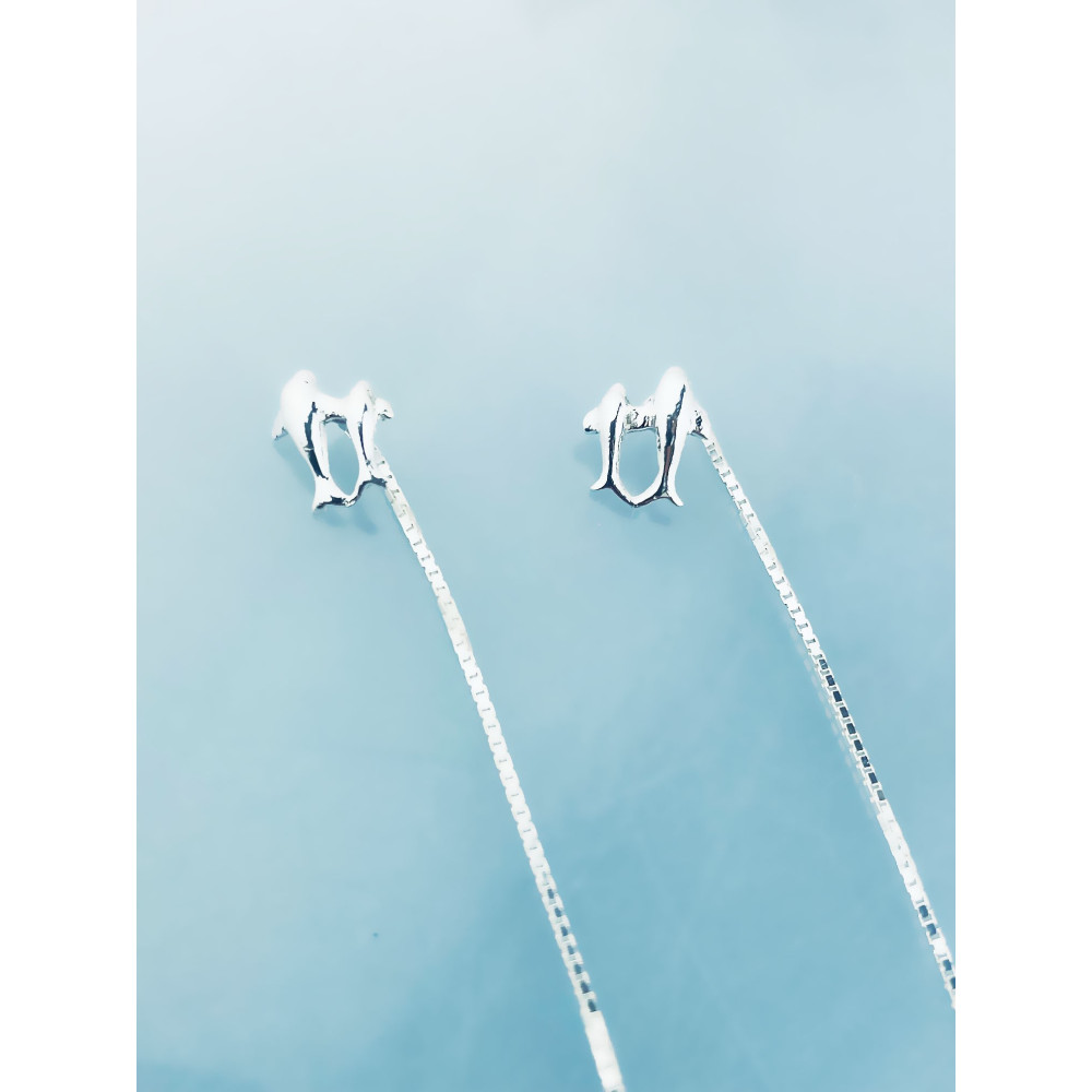 925 Silber Ohrringe mit Delfine
