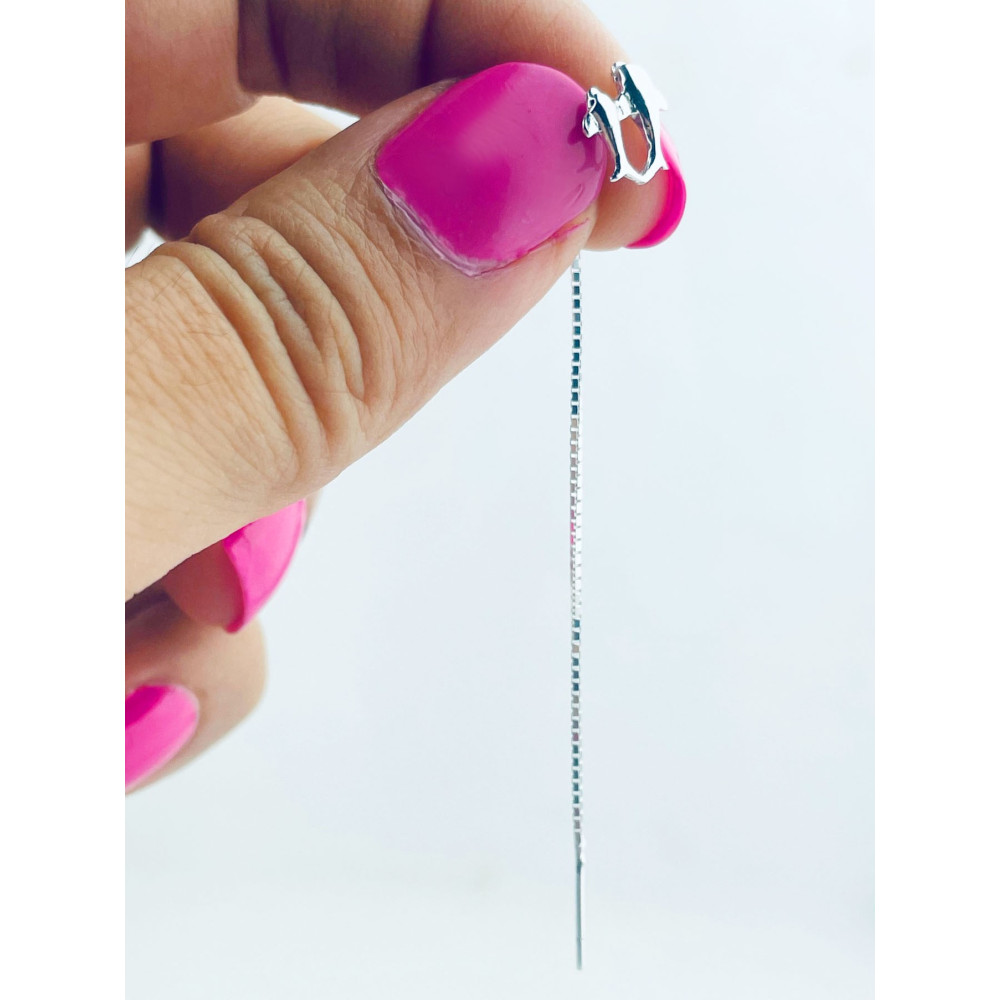 Srebrne kolczyki wiszące przewlekane delfinki