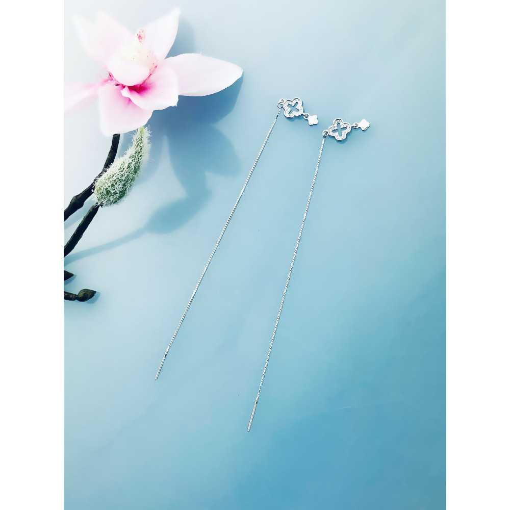 925 Silber Ohrringe Kleeblatt mit Zirkonia