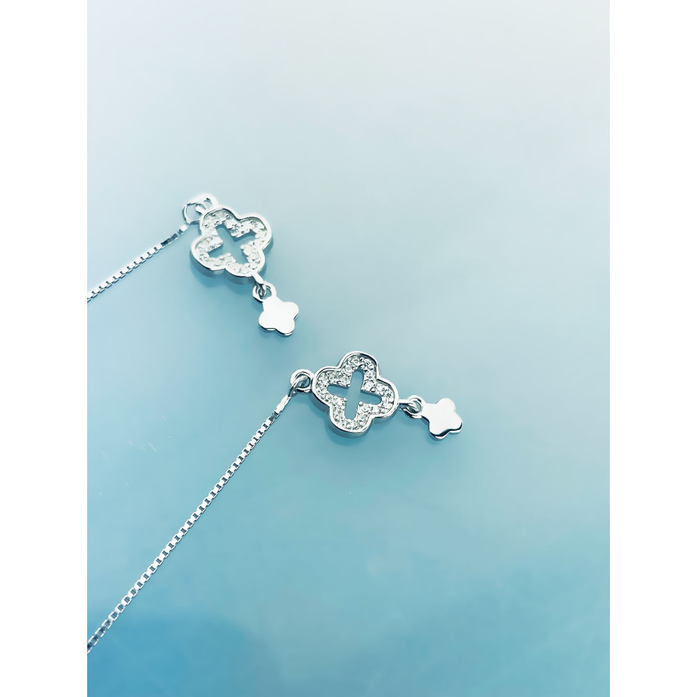 925 Silber Ohrringe Kleeblatt mit Zirkonia