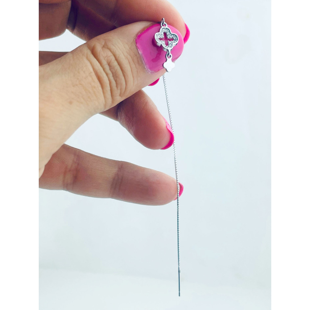 925 Silber Ohrringe Kleeblatt mit Zirkonia