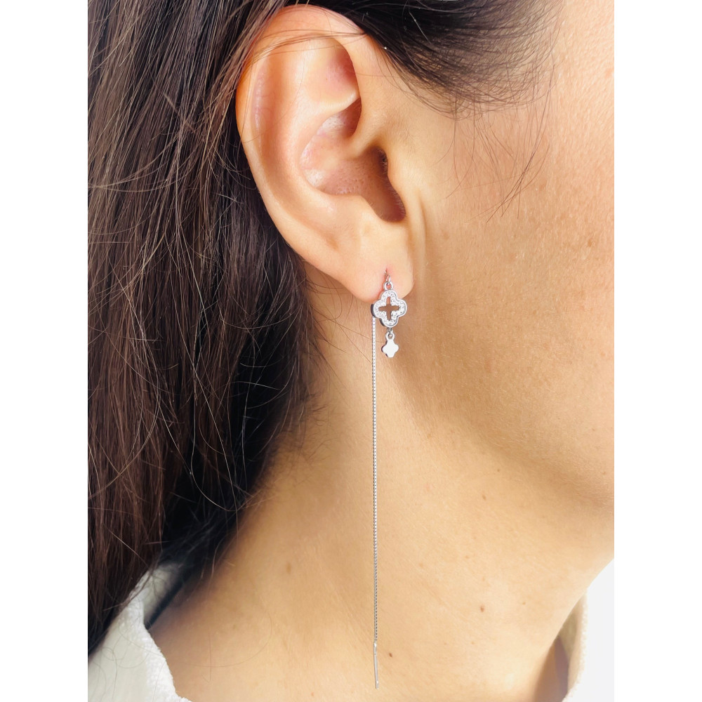 925 Silber Ohrringe Kleeblatt mit Zirkonia