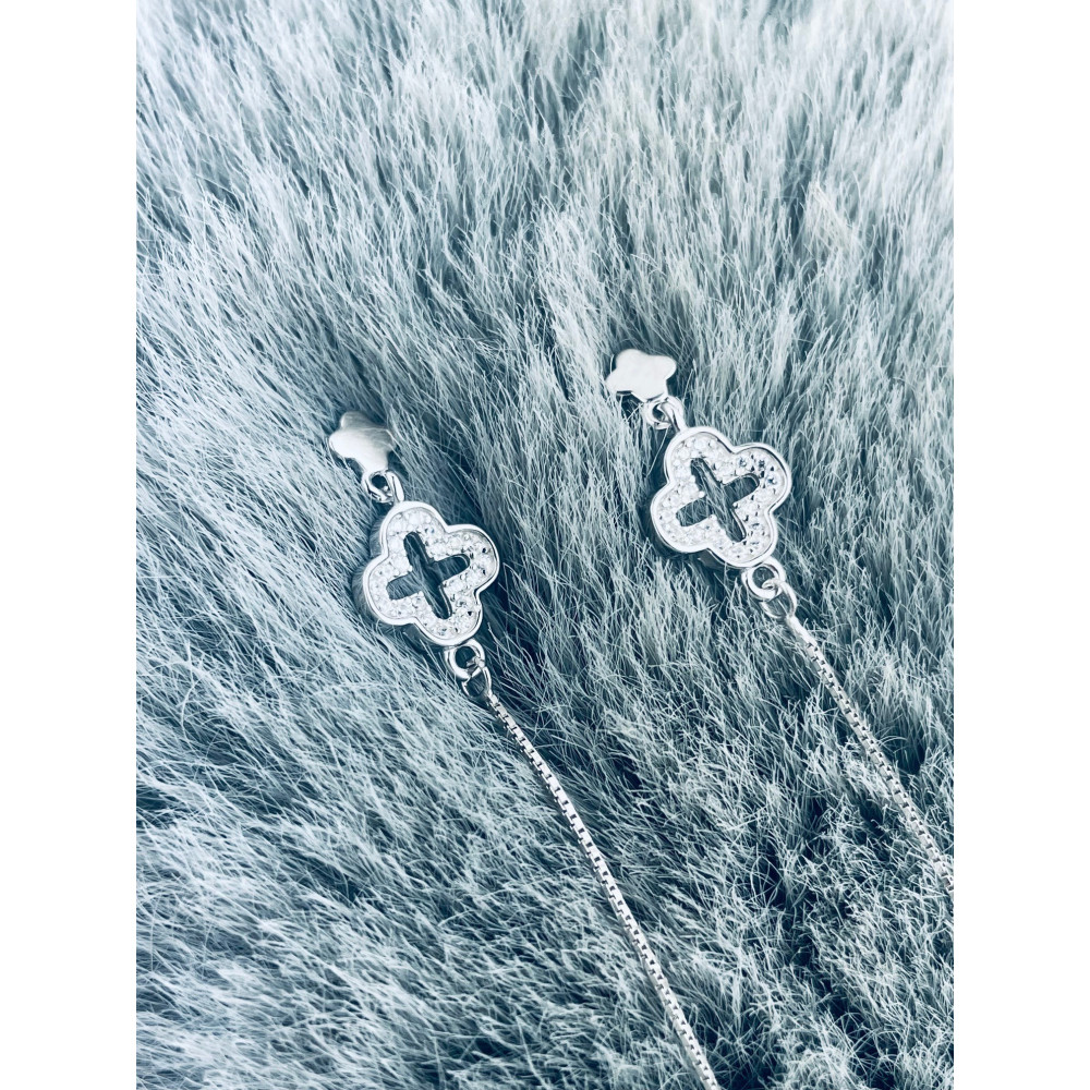 925 Silber Ohrringe Kleeblatt mit Zirkonia