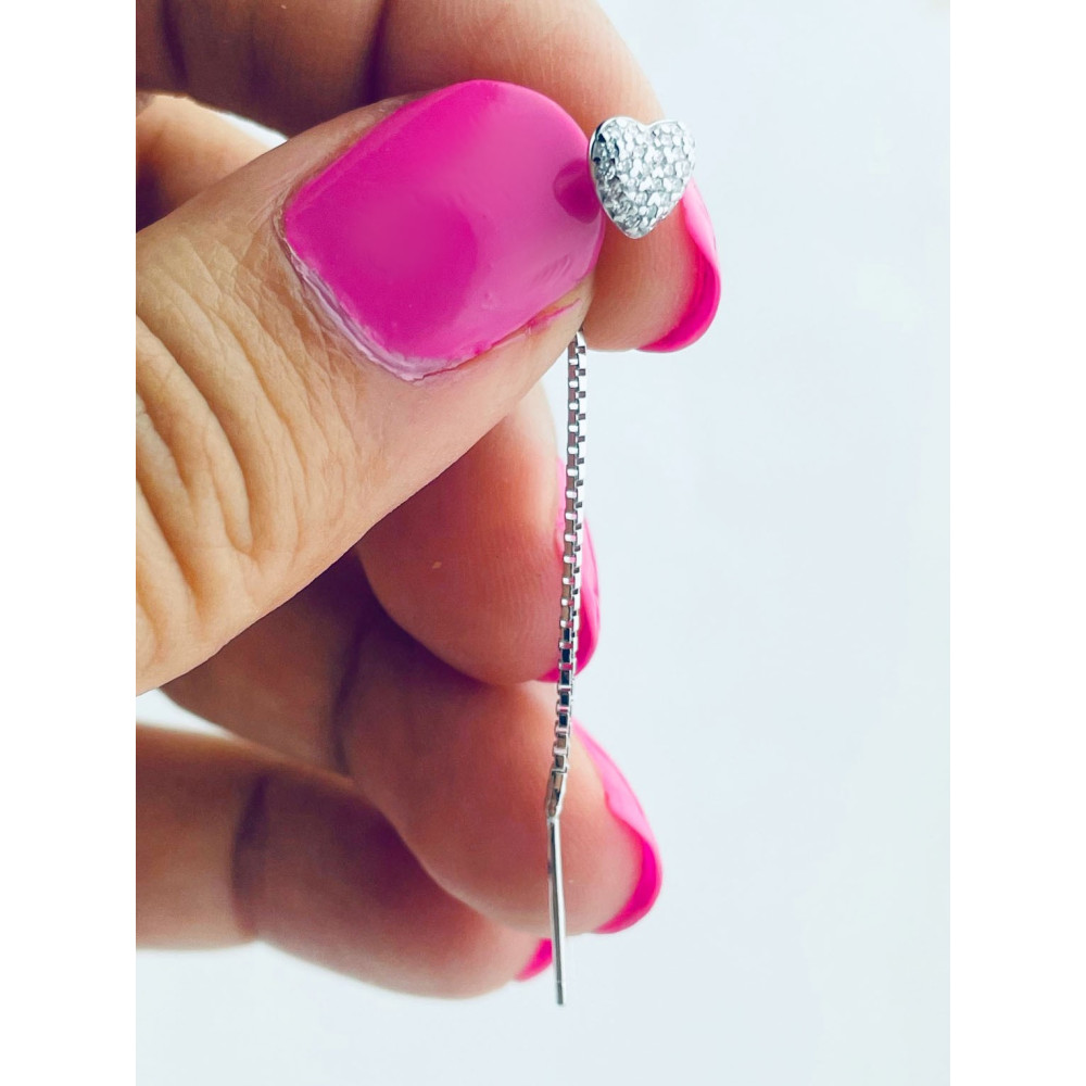 925 Silber Ohrringe Herz mit Zirkonia