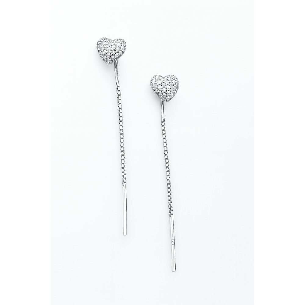 925 Silber Ohrringe Herz mit Zirkonia
