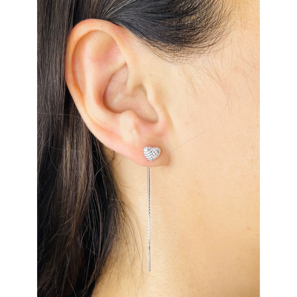 925 Silber Ohrringe Herz mit Zirkonia