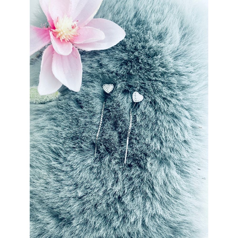 925 Silber Ohrringe Herz mit Zirkonia