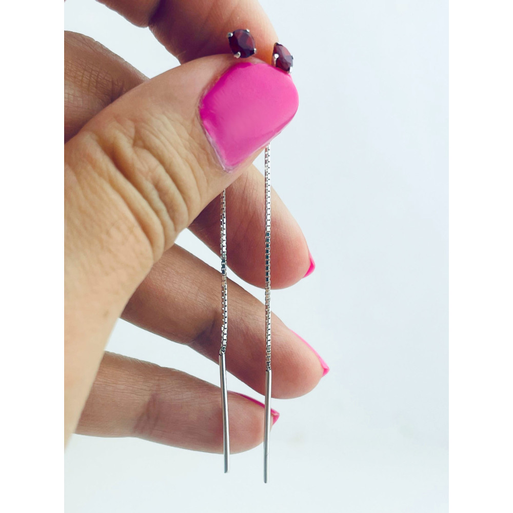 925 Silber Ohrringe mit Kette