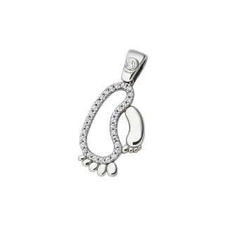 Silber Damen Medaillon Anhänger Füßchen mit Zirkonia