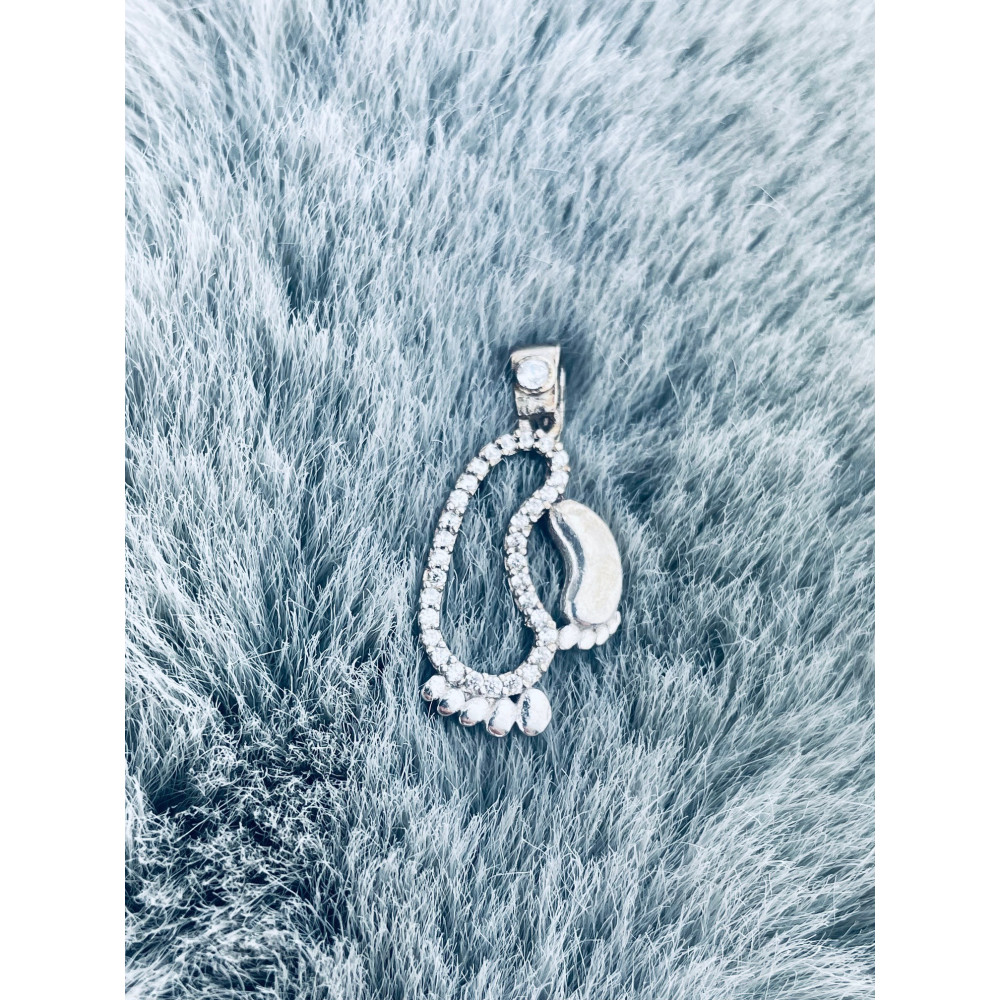 Silber Damen Medaillon Anhänger Füßchen mit Zirkonia