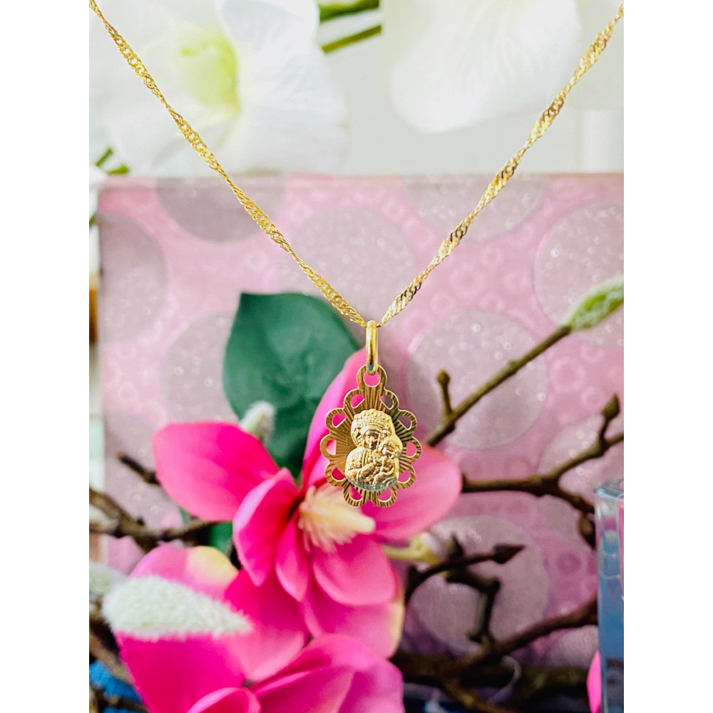 Złoty Medalik Zawieszka Matka Boska Częstochowska