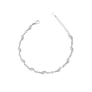 Silberarmband 925 Damen mit Zirkonia Blattdesign verstellbar